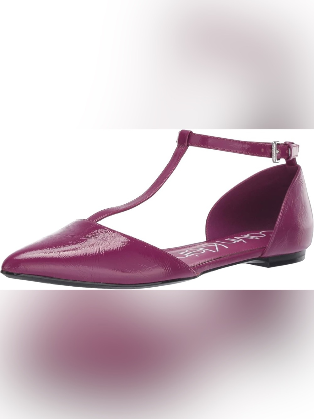 Calvin Klein Ghita Patent Leather T-Strap Ballet Flats - Size 7.5